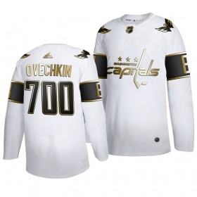 Washington Capitals Alexander Ovechkin 700 Goals Adidas 2019-2020 Weiß Golden Edition Trikot Authentic - Herren
